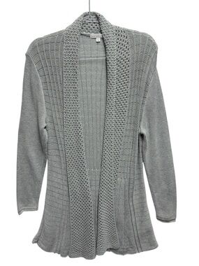 Notations Lightweight Cotton Knit Crochet Longline Tunic Cardigan Sweater Jacket